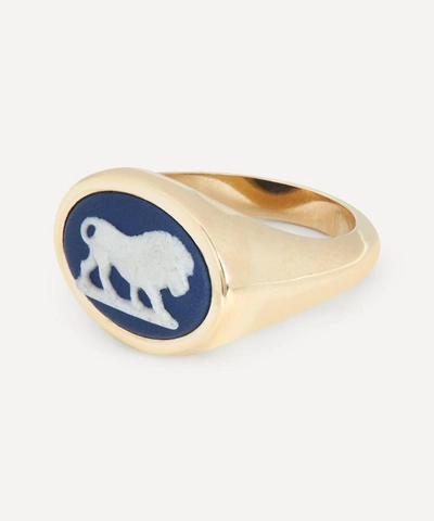 Shop Ferian 9ct Gold Wedgwood Lion Oval Signet Ring