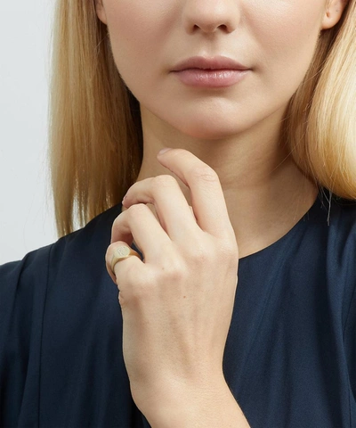 Liberty 9ct Gold And Diamond Initial  Signet Ring In Gold
