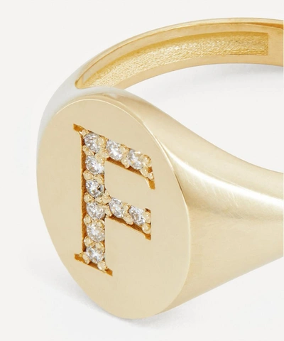 Liberty 9ct Gold And Diamond Initial  Signet Ring In Gold