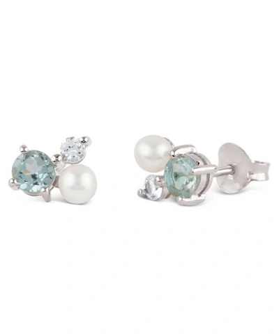 Shop Dinny Hall Silver Gem Drop Trilogy Topaz And Pearl Stud Earrings
