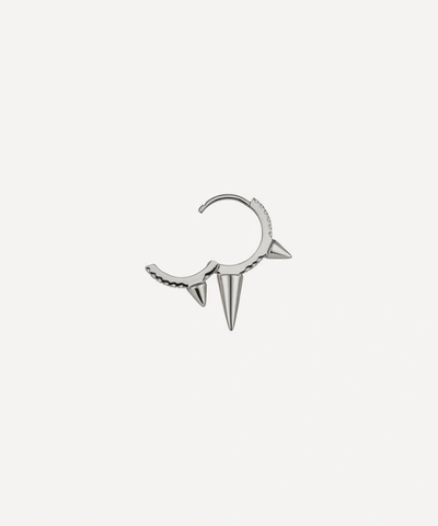 Maria Tash 18ct 9.5mm Triple Long Spike Diamond Eternity Single Hoop Earring In White Gold
