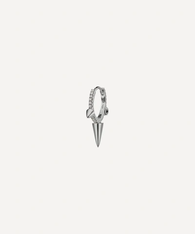Maria Tash 18ct 9.5mm Triple Long Spike Diamond Eternity Single Hoop Earring In White Gold