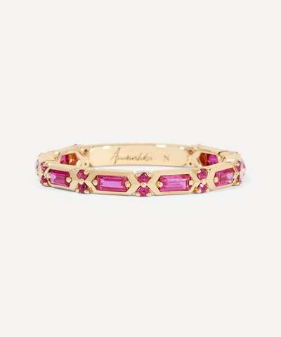 Shop Annoushka 18ct Gold Pink Sapphire Baguette Ring