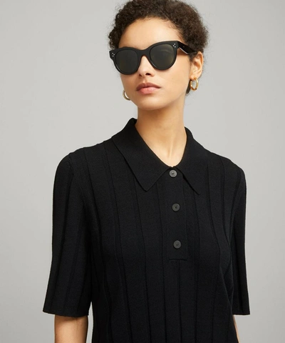Shop Celine Round Acetate Sunglasses In Black
