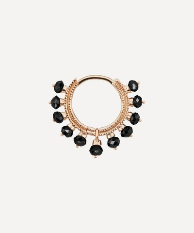 Shop Maria Tash 18ct 8mm Black Diamond Coronet Single Hoop Earring In Rose Gold