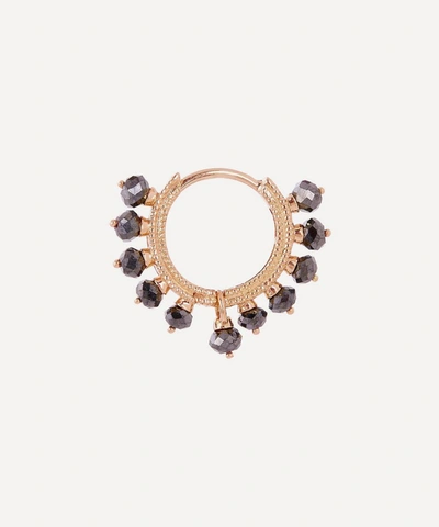 Shop Maria Tash 18ct 8mm Black Diamond Coronet Single Hoop Earring In Rose Gold