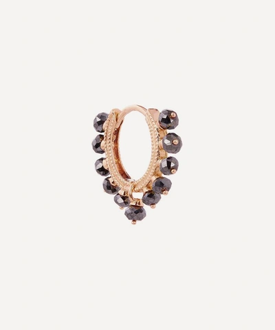 Shop Maria Tash 18ct 8mm Black Diamond Coronet Single Hoop Earring In Rose Gold