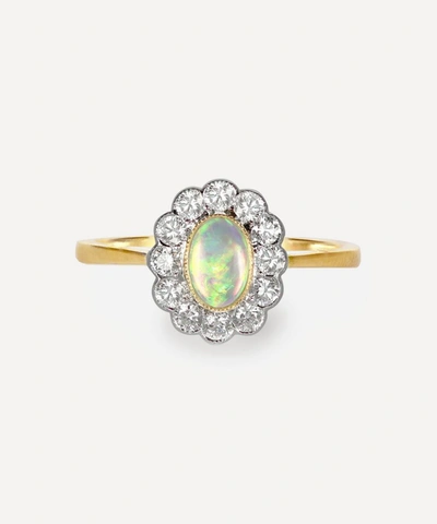 Shop Kojis 18ct Gold Opal And Diamond Cluster Ring