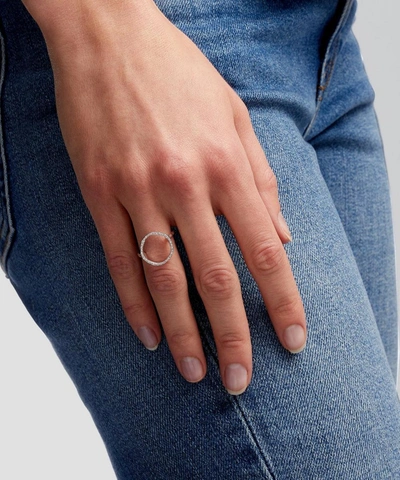 Shop Monica Vinader Silver Riva Diamond Circle Ring