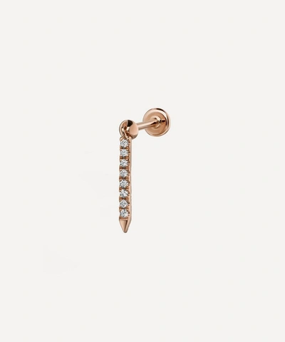 Maria Tash 18ct 11mm Diamond Eternity Bar Charm Single Threaded Stud Earring In Rose
