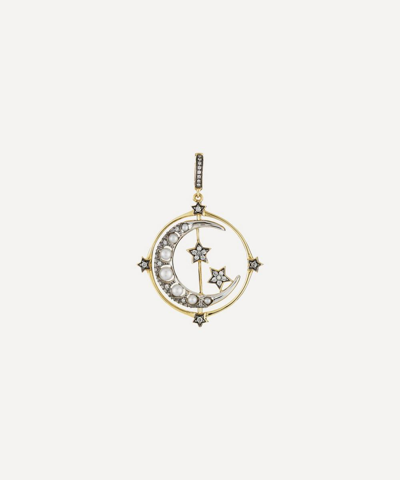 Shop Annoushka 18ct Gold Mythology Diamond And Pearl Spinning Moon Charm