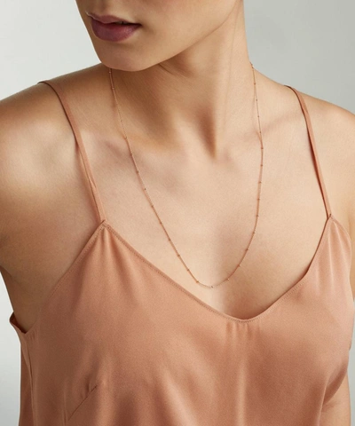 Monica Vinader Rose Gold Plated Vermeil Silver Long Fine Beaded Chain In Rose Gold Vermeil