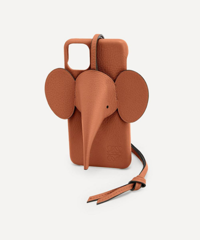 Shop Loewe Elephant Leather Iphone 11 Pro Max Case In Tan