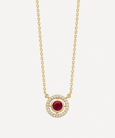 Astley Clarke Mini Aura Icon 14ct Recycled Yellow Gold, Ruby And Diamond Pavê Necklace In Gold