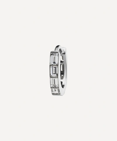 Shop Maria Tash 18ct 8mm Invisible Baguette Diamond Eternity Single Hoop Earring In White Gold
