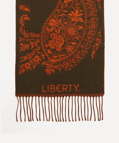 Shop Liberty Women's Persia 33 X 190cm Wool Scarf In Khaki