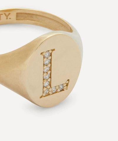 Liberty 9ct Gold And Diamond Initial  Signet Ring In Gold
