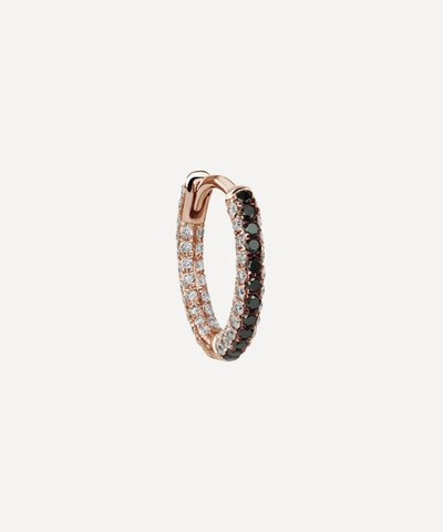 MARIA TASH MARIA TASH 18CT 8MM BLACK AND WHITE DIAMOND FIVE ROW PAVE BOTTOM HINGE HOOP EARRING 000608814