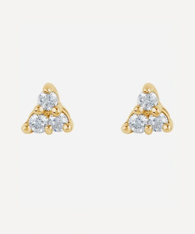 Shop Dinny Hall 14ct Gold Shuga Mini Trillion Diamond Stud Earrings