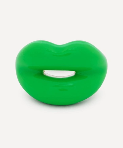 Shop Solange Azagury-partridge Neon Green Hotlips Ring
