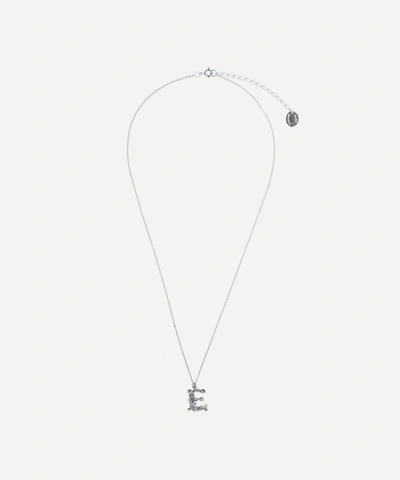 Shop Alex Monroe Silver Floral Letter E Alphabet Necklace