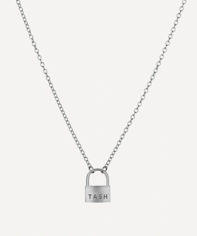 Shop Maria Tash 14ct Large Padlock Necklace In White Gold