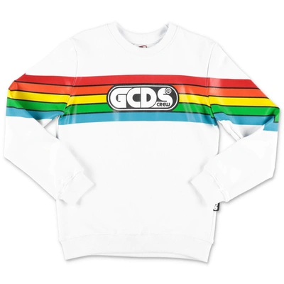 Shop Gcds Kids Rainbow Stripe Logo Printed Sweatshirt In White
