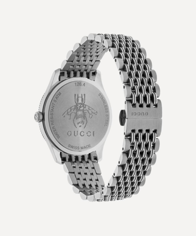 Shop Gucci G-timeless Stainless Steel Bee Motif Watch In Silver