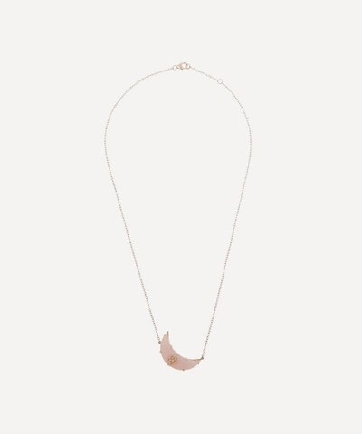 Shop Andrea Fohrman 18ct Rose Gold Pink Opal And Diamond Moon Pendant Necklace