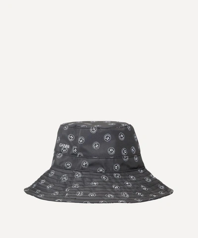 Shop Ganni Recycled Tech Fabric Bucket Hat In Phantom