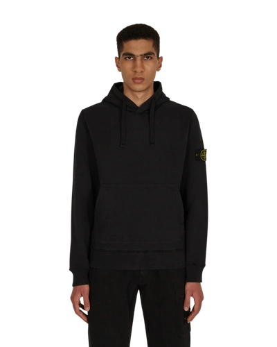 Shop Stone Island Basic Hooded Sweatshirt In Black