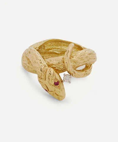 Shop Atelier Vm 18ct Gold Angelo Ruby And Diamond Snake Ring