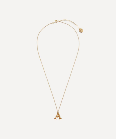 Shop Alex Monroe Gold-plated Floral Letter A Alphabet Necklace