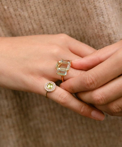Shop Dinny Hall Gold Plated Vermeil Silver Trinny Trilogy Green Amethyst And Blue Topaz Ring