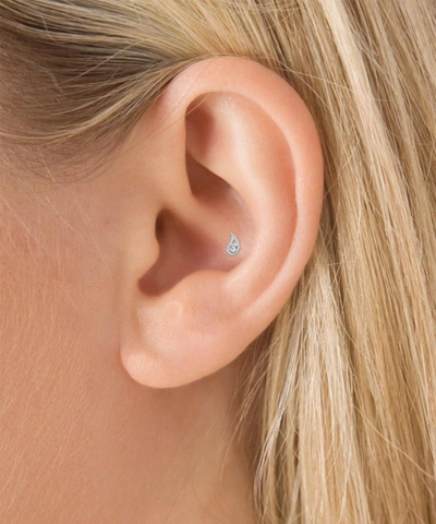Shop Maria Tash 14ct Diamond Paisley Single Threaded Stud Earring Left In White Gold
