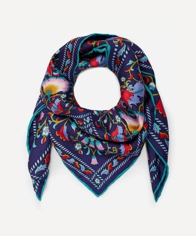 Liberty London Lodden 70 X 70 Silk Scarf In Lodden Navy
