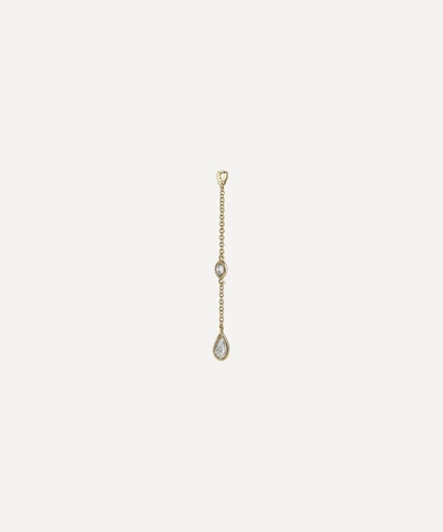 Maria Tash 18ct Medium Scalloped Set Pear And Round Diamond Pendulum Charm In Gold