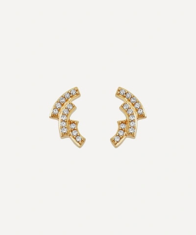Shop Astley Clarke Gold Icon Scala Diamond Stud Earrings