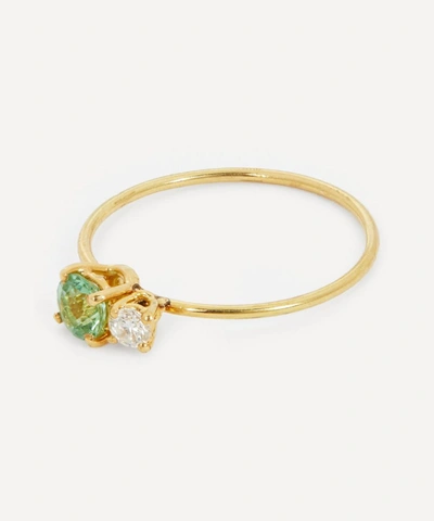 Shop Atelier Vm 18ct Gold Principesca Diamond And Green Tourmaline Ring