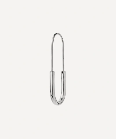 Shop Maria Black White Rhodium-plated Chance Single Hoop Earring In Silver