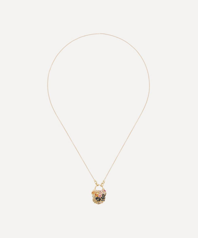 Shop Polly Wales 18ct Gold D'ornano Rainbow Sapphire Medium Padlock Pendant Necklace