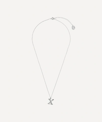 Shop Alex Monroe Silver Floral Letter X Alphabet Necklace