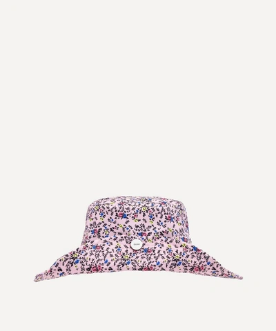 Shop Ganni Recycled Tech Fabric Wide Brim Bucket Hat In Pink Nectar