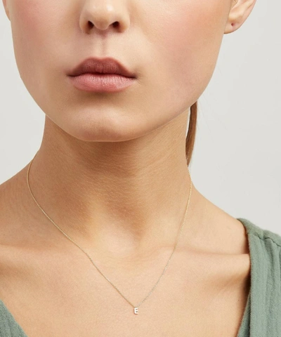Aurum + Grey 9ct Gold E Initial Pendant Necklace In Gold