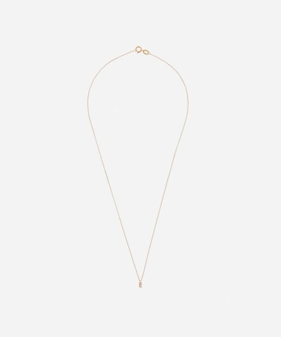 Aurum + Grey 9ct Gold E Initial Pendant Necklace In Gold