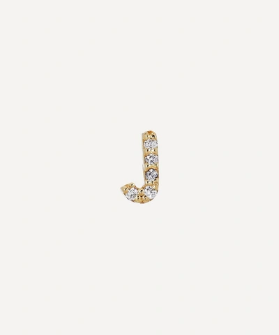 Shop Aurum + Grey 9ct Gold J Diamond Initial Stud Earring