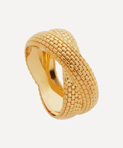 Shop Monica Vinader 18ct Gold Plated Vermeil Silver Heirloom Woven Cross Ring