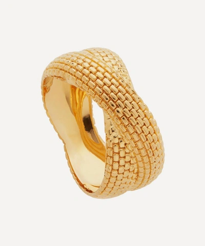 Monica Vinader Gold Heirloom Woven Crossover Ring In Yellow Gold