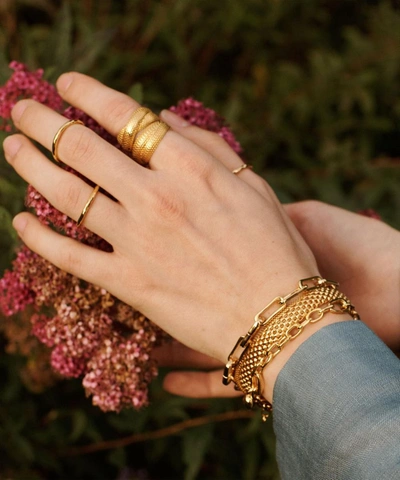 Monica Vinader Gold Heirloom Woven Crossover Ring In Yellow Gold