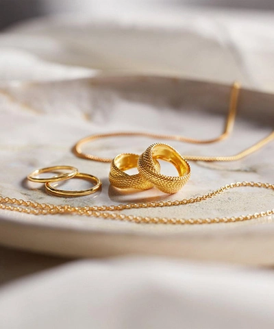 Monica Vinader Gold Heirloom Woven Crossover Ring In Yellow Gold